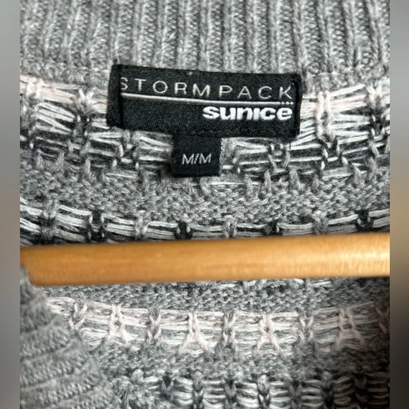 Sunice wool-cotton fair isle sweater, M, crewneck, gray, Ski Lodge Cottagecore - Picture 3 of 8